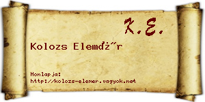 Kolozs Elemér névjegykártya